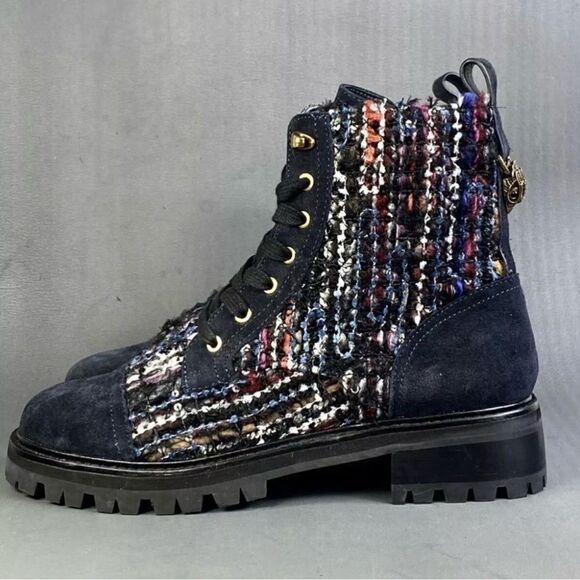 Kurt Geiger London Kensington Tweed Lug Sole Combat Booties Boot women size 6 - Picture 7 of 12